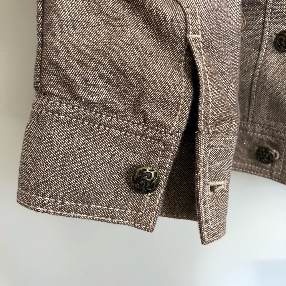 Chico's Sparkle Jacket Brown Embroidered Stitched - Picture 4 of 8